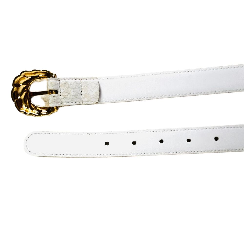 Gorgeous White Genuine Snakeskin Leather Belt Womens Size XL Snake Skin NEW - Picture 5 of 7